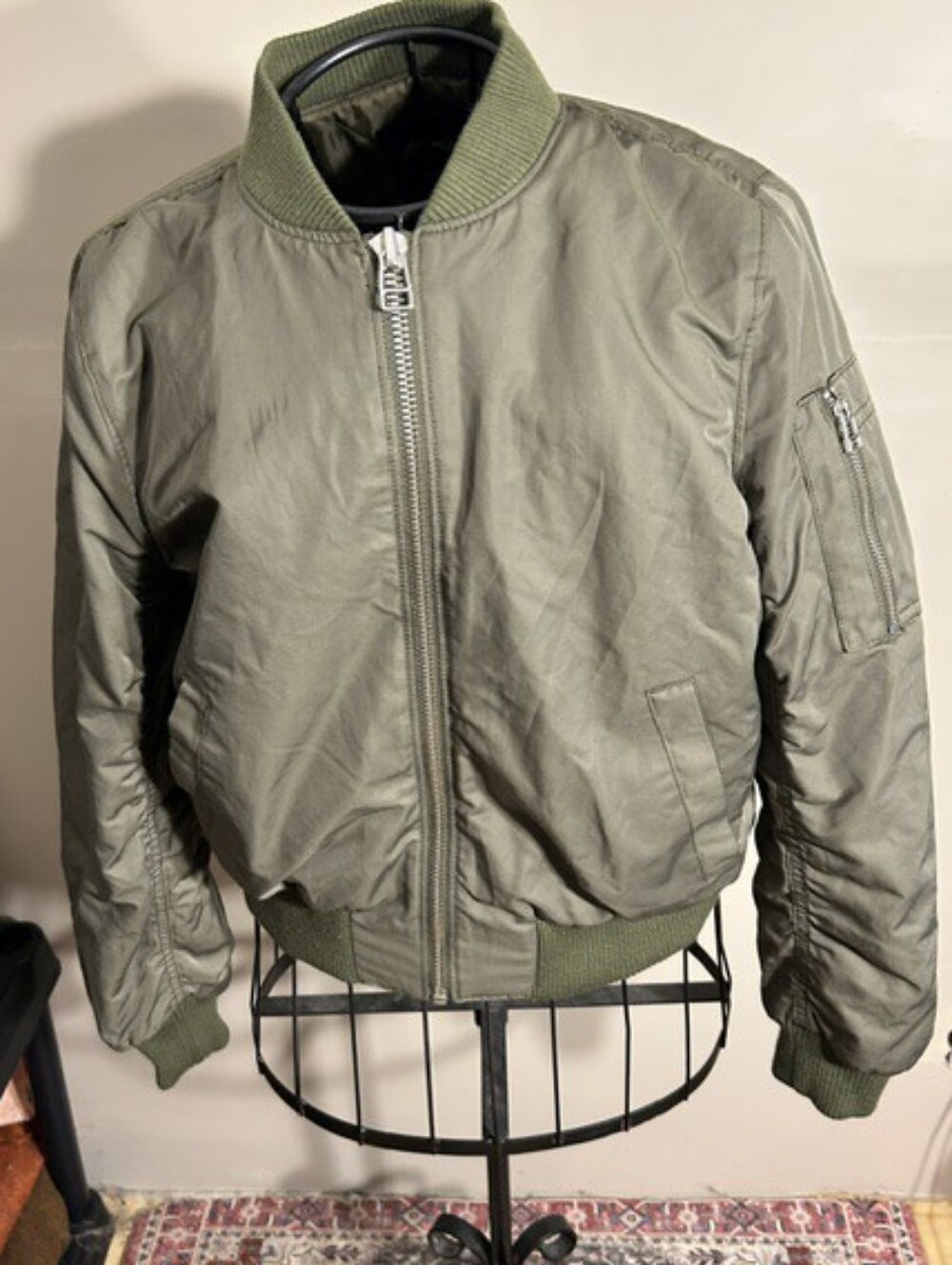Madewell size medium green womens coat silky bomber jacket